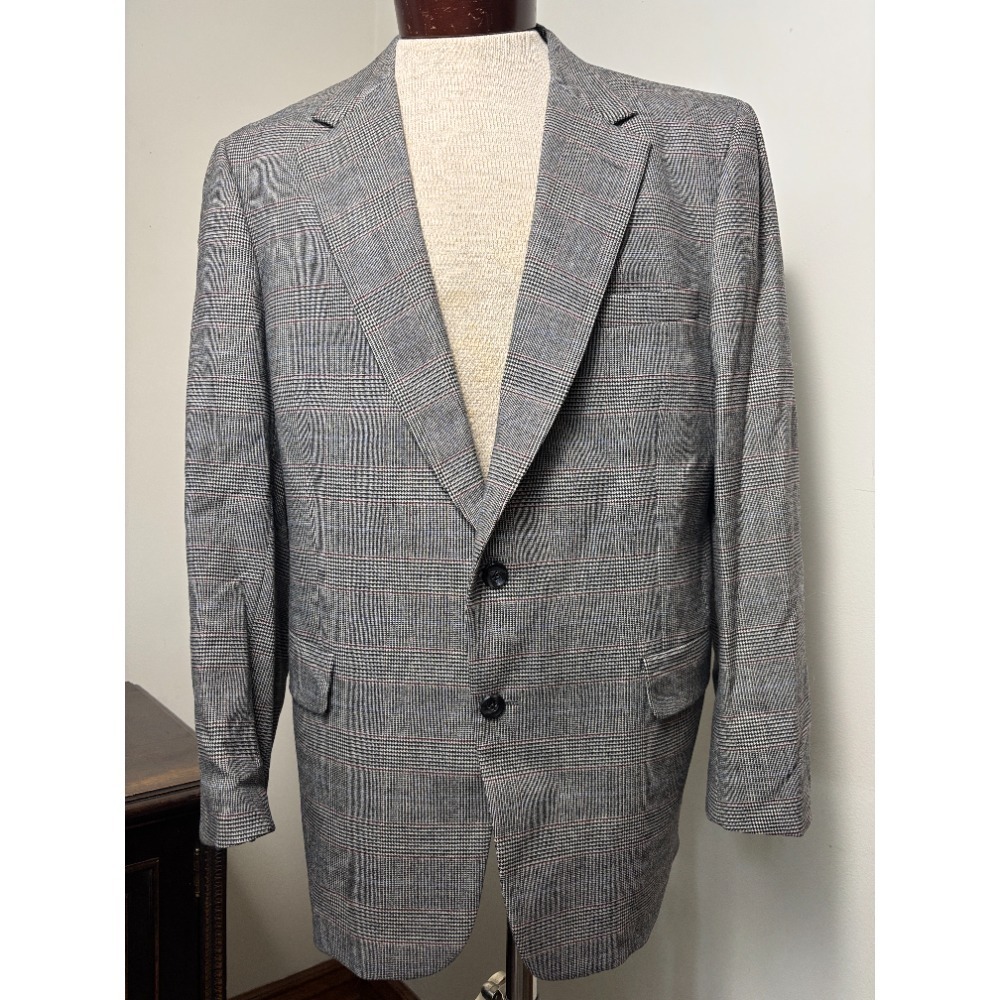 Cromwell Juster's Custom‎ Suit Sz 44-46 Windowpane Wool Two Button Blazer Jacket - Picture 8 of 16